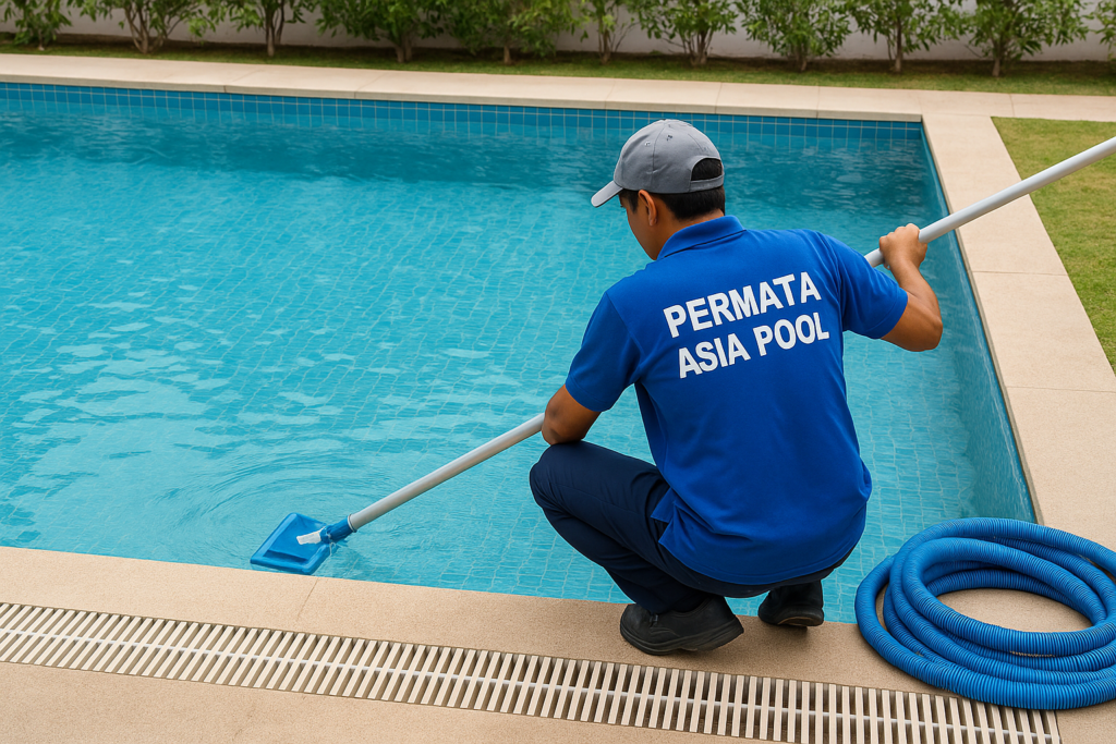 cara kolam renang tetap bersih